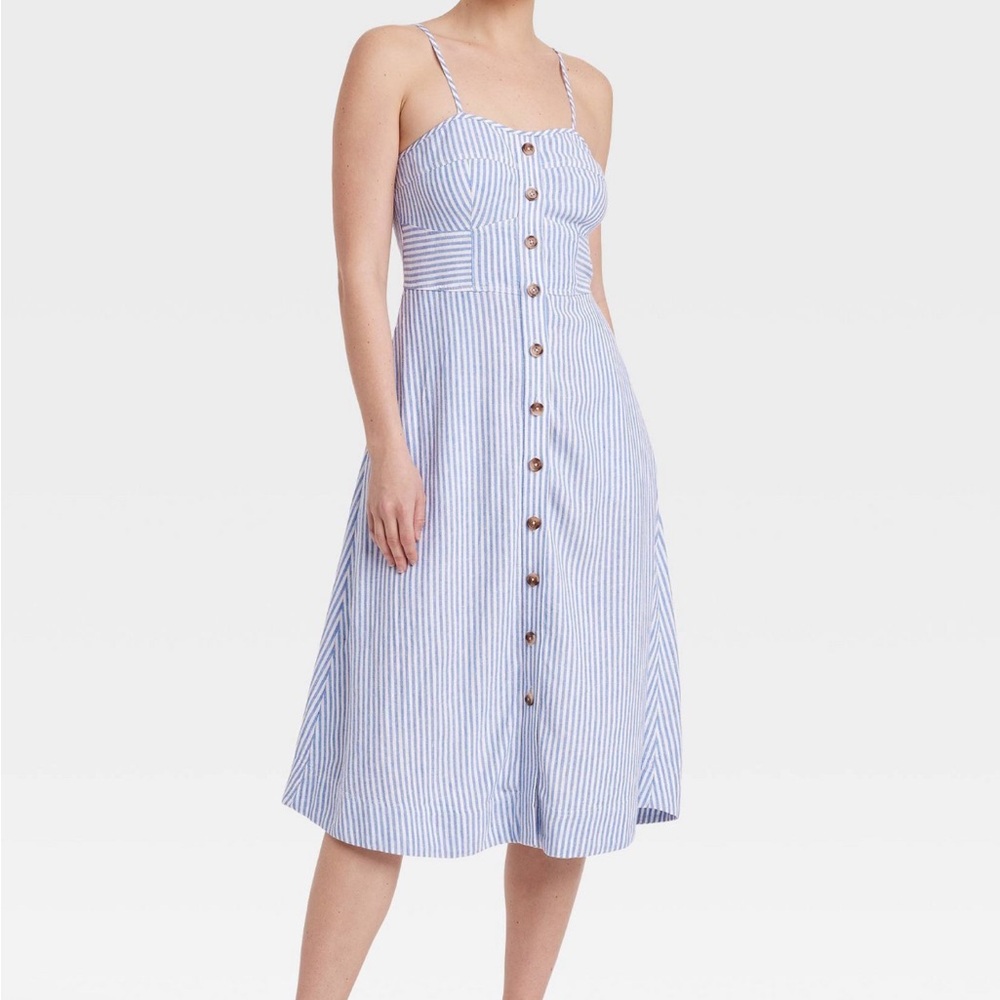 Universal Thread Blue and White Striped Midi Dress